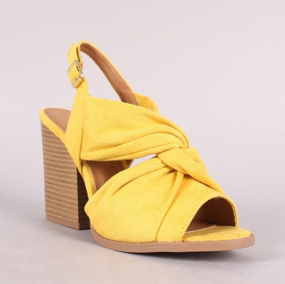 Yellow Top Knot Slingback Chunky Sandal - Picture 2 of 5